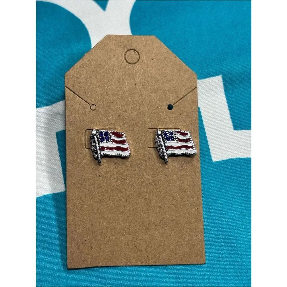 New American Flag Stud Earrings - Red, White & Blue